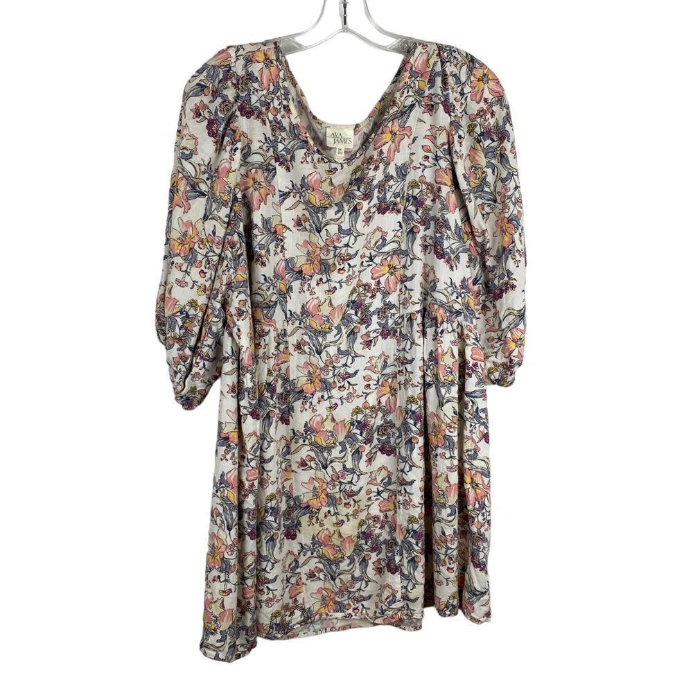 Ava James Floral Linen Blend Blouse